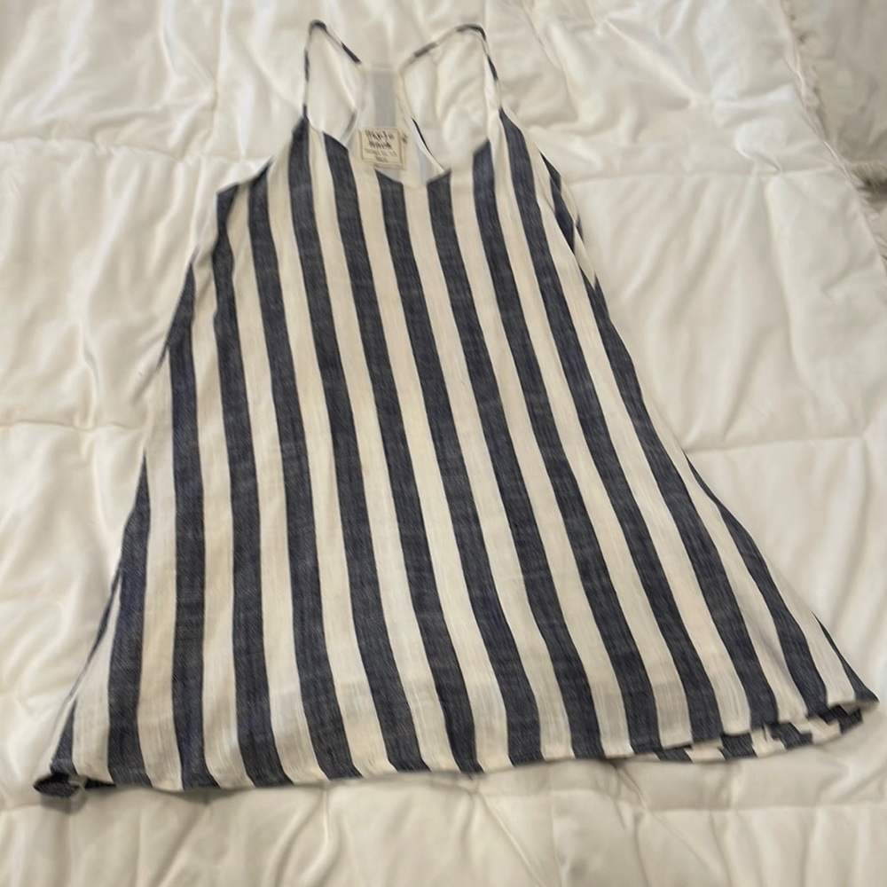 White and blue striped skater dress. Racer back.